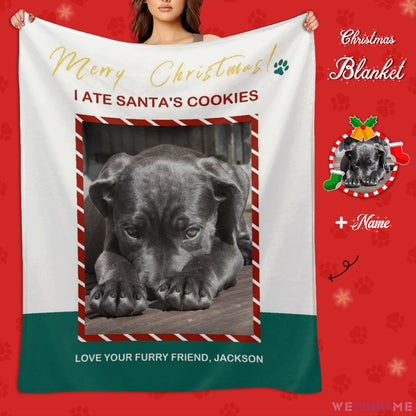 Custom Pet Photo Blanket Christmas Fleece Blanket 1-WPRINTME