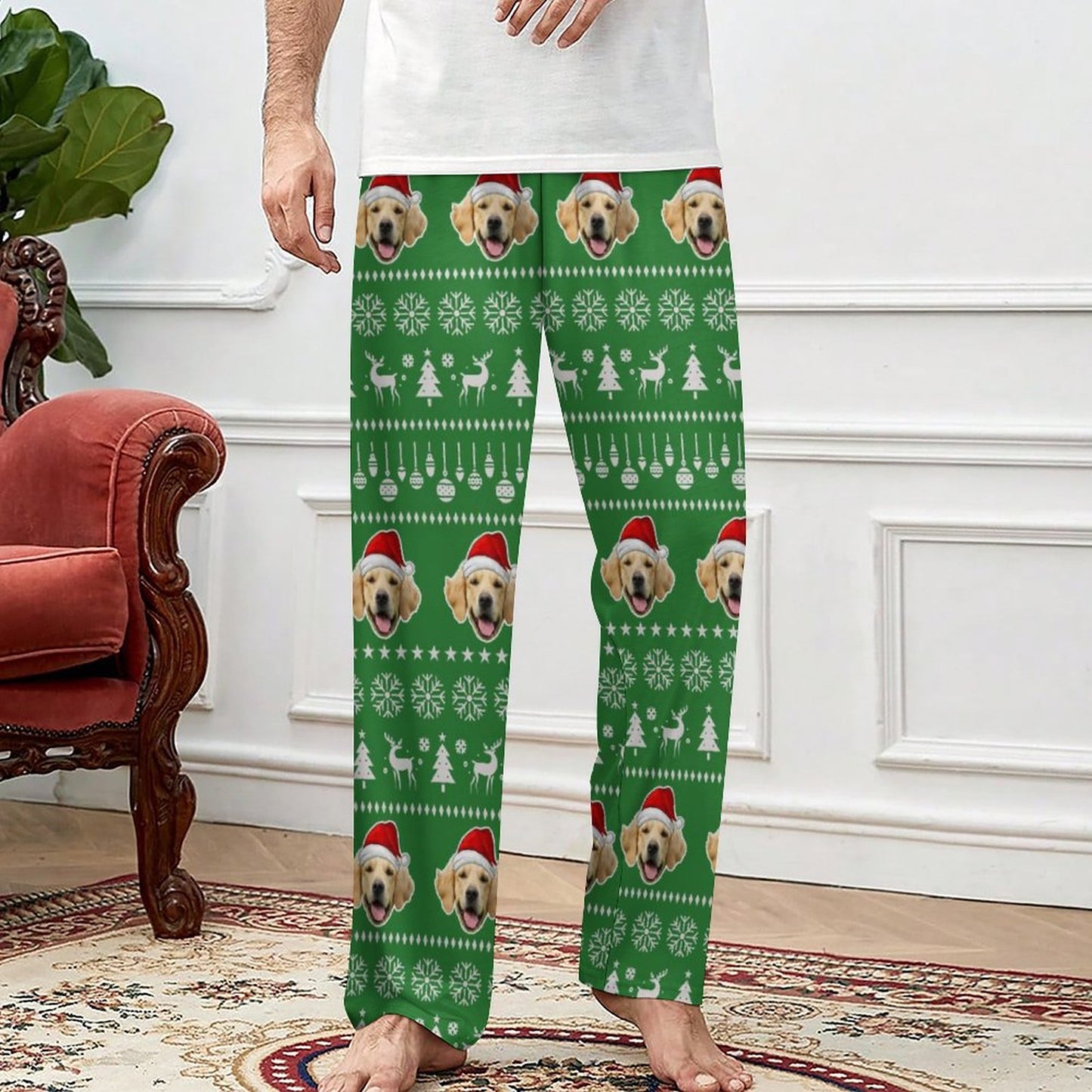 Custom Pet Face Pajama Pants Christmas Pants