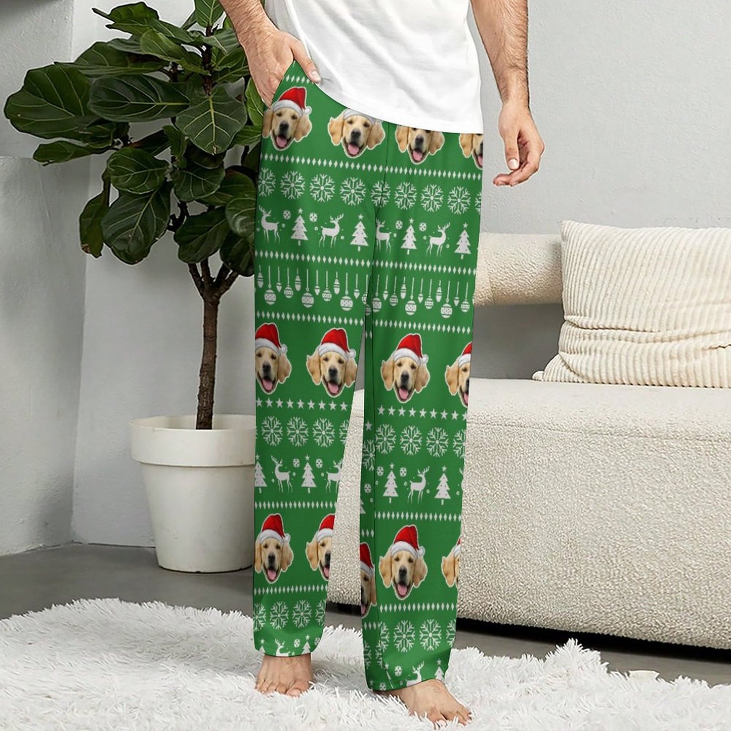 Custom Pet Face Pajama Pants Christmas Pants