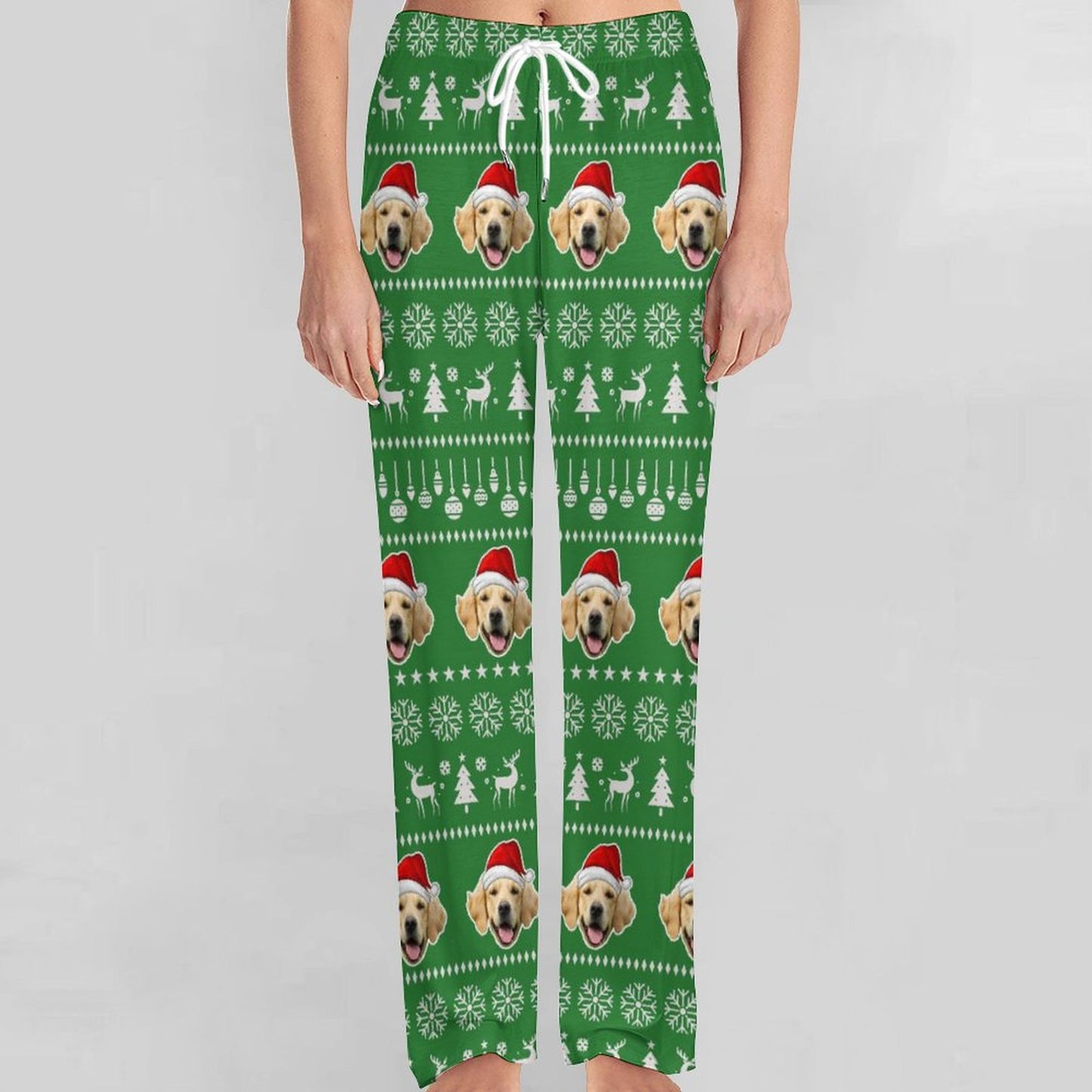 Custom Pet Face Pajama Pants Christmas Pants