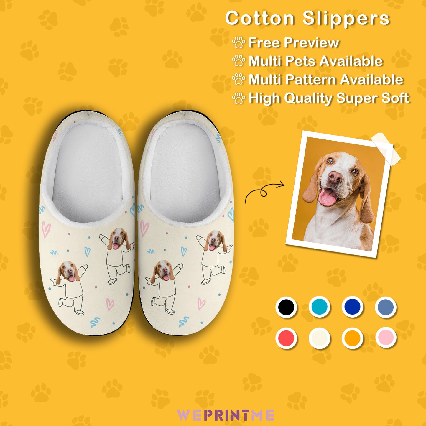 Custom Pet Face Cute Pet Cartoon Cotton Slippers