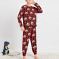 Custom Pet Face Pajamas Santa Red Plaid Kids Long Sleeve Pajama Set