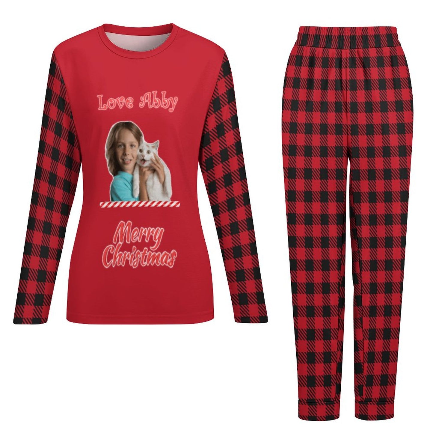 Custom Pet Face Candy Pets Christmas Pajama Set