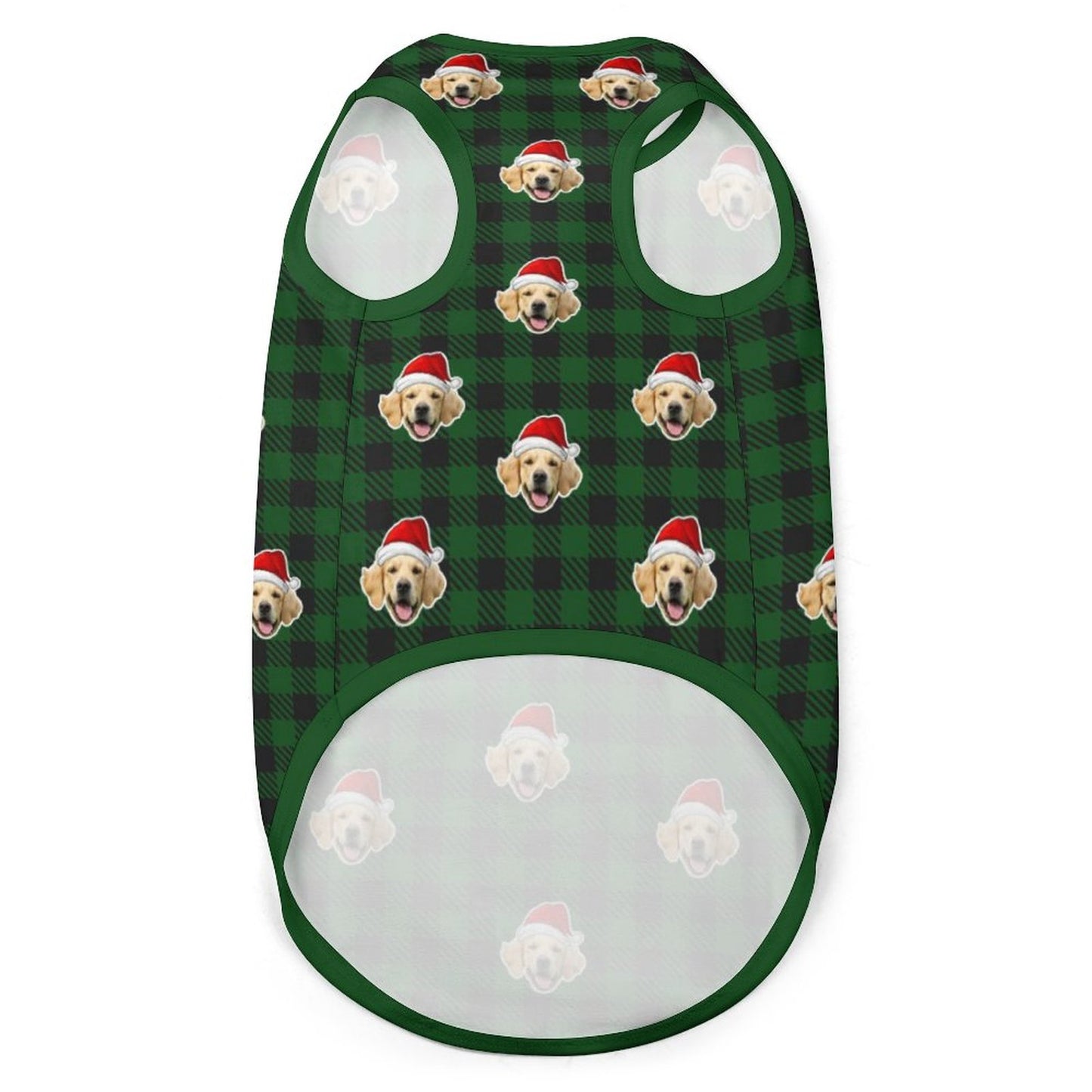 Custom Pet Face Pet Vest Santa Red Plaid Dog Vest