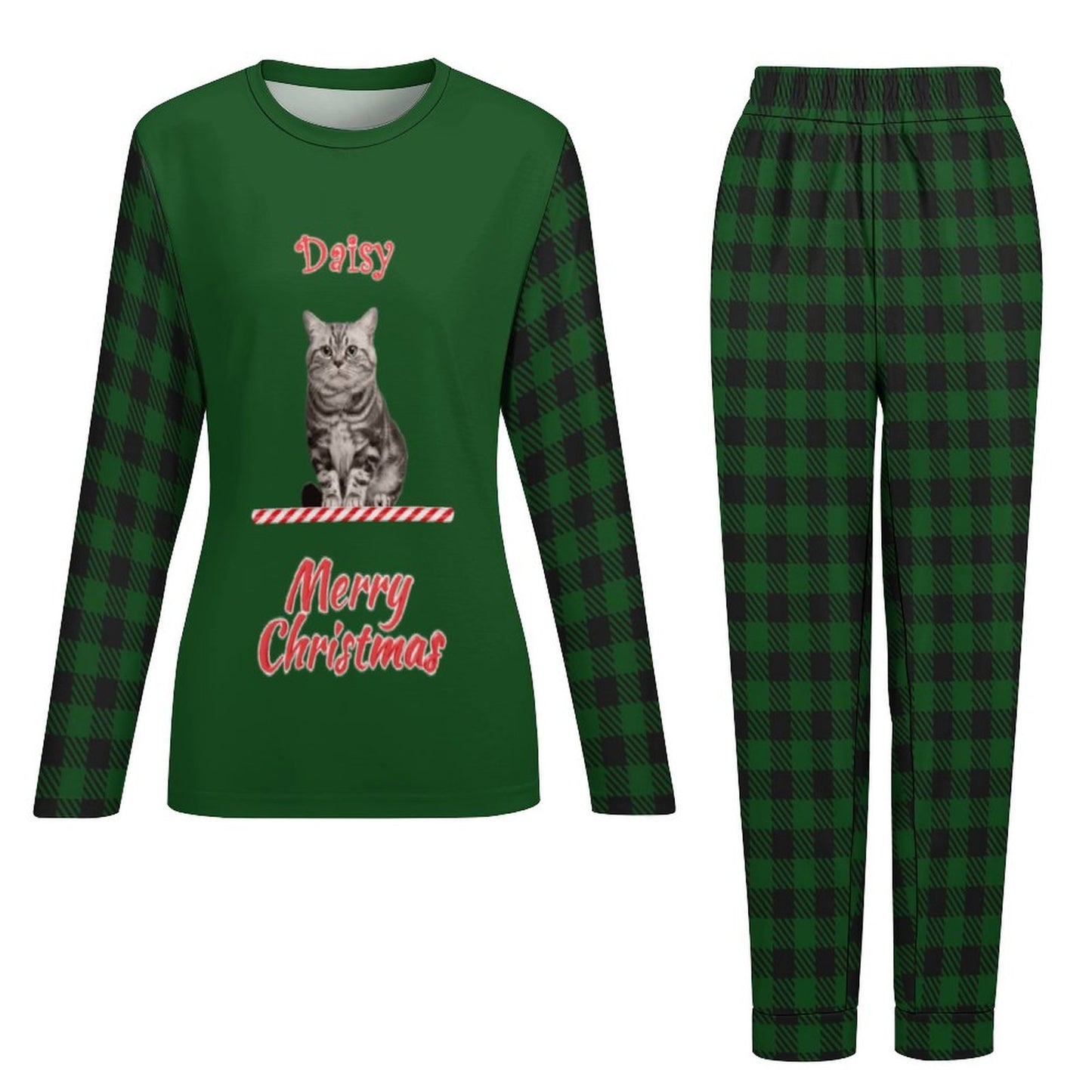 Custom Pet Face Candy Pets Christmas Pajama Set