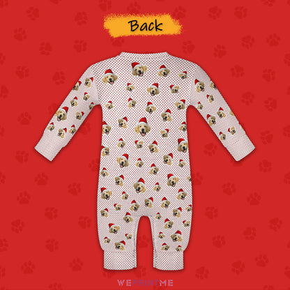 Custom Pet Face Everywhere Santa Pet Baby Onesie-4 Back-WEPRINTME