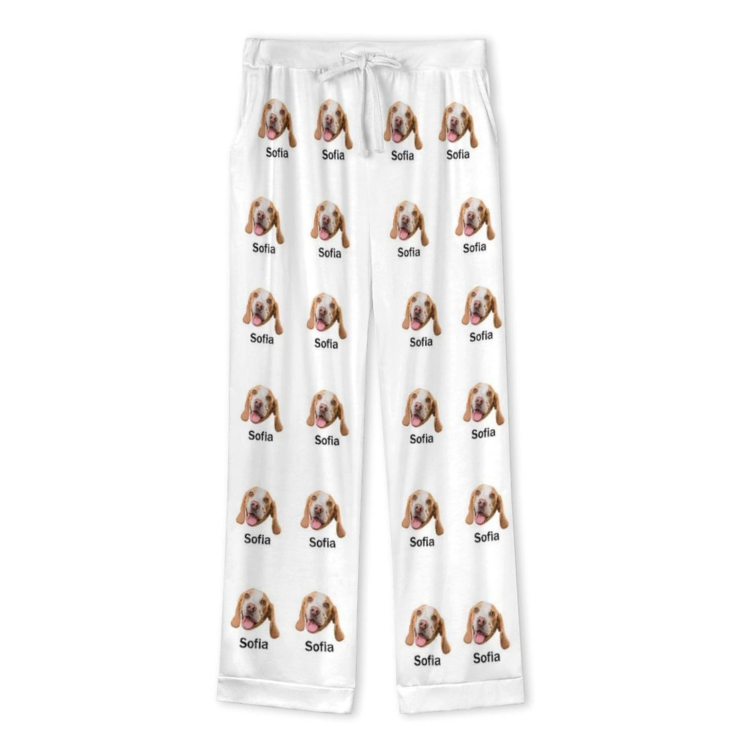 Custom Pet Face and Name Men's Cotton Long Pajama Set