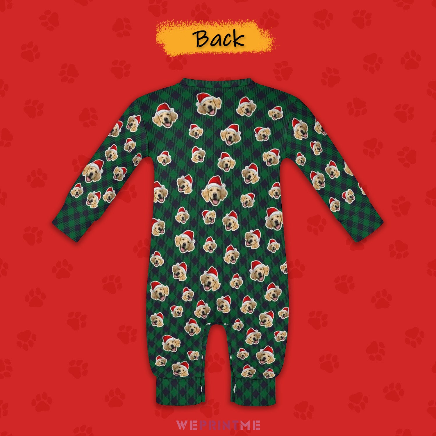 Custom Pet Face Christmas Plaid Pet Baby Onesie-2 Back-WEPRINTME