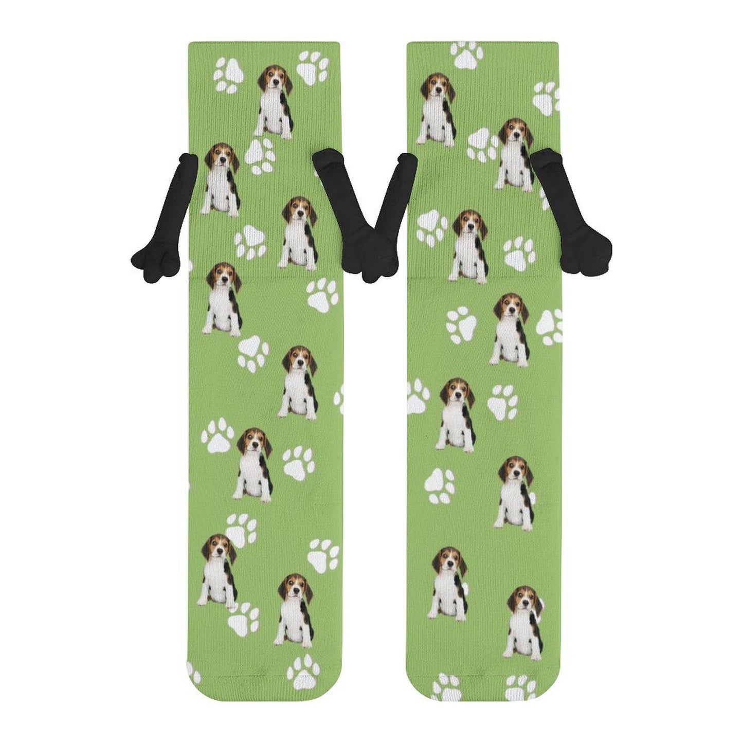 Custom Pet Face Pet Paws Holding Hands Socks