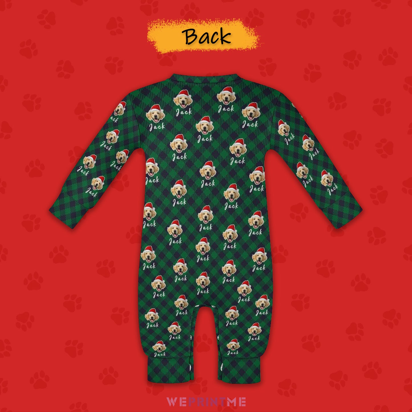 Custom Pet Face and Name Christmas Baby Onesie-4 Back-WEPRINTME