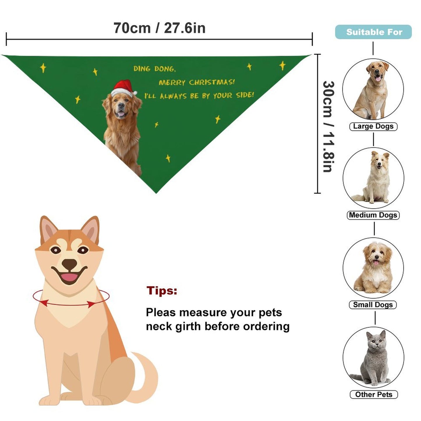 Custom Pet Scarf Be Your Side Christmas Pet Bandana-WEPRINTME-12