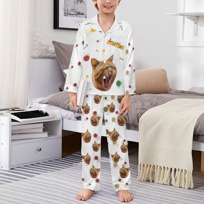 Custom Pet Play Yarn Balls Kids Christmas Pajamas-Boy-WEPRINTME