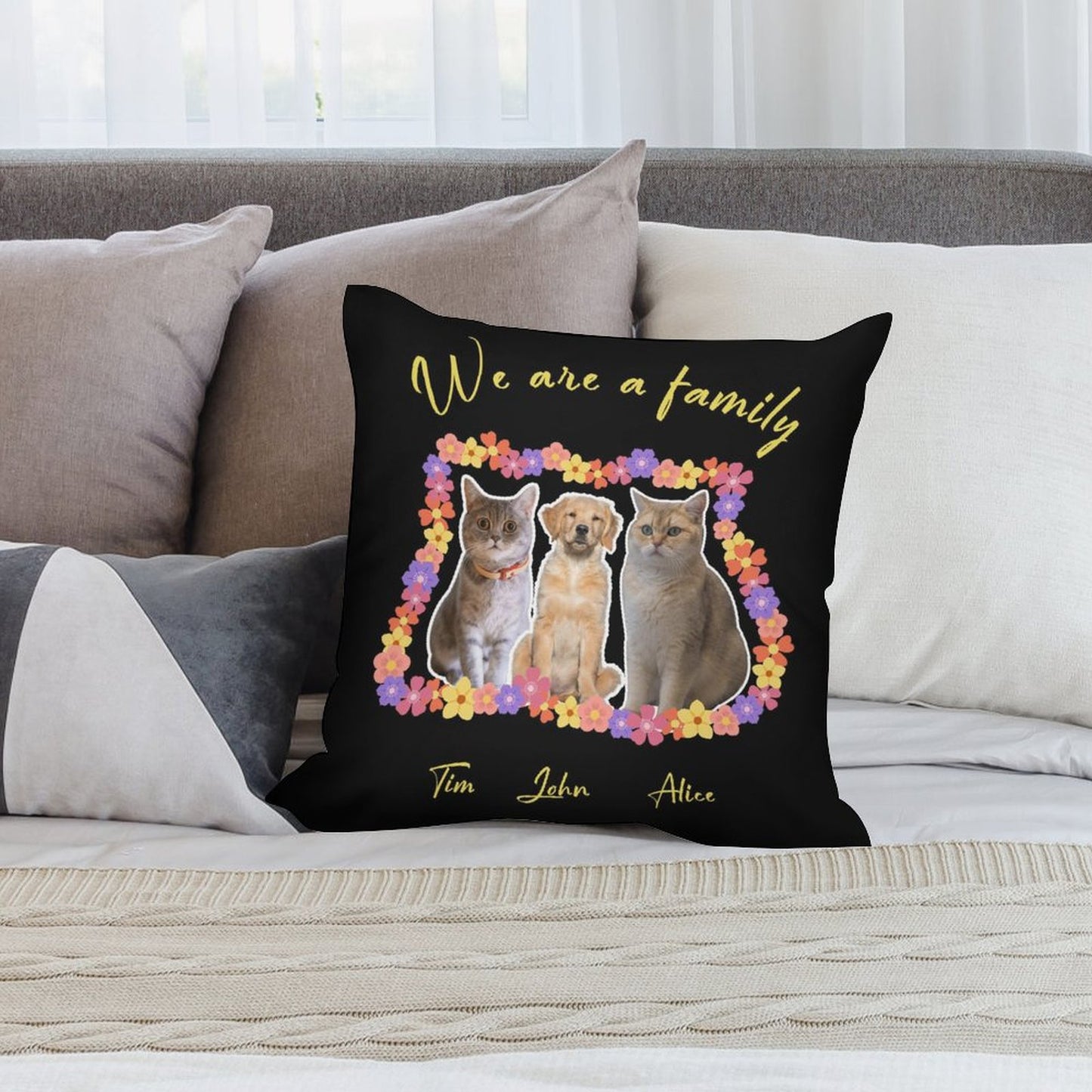 Custom Pet We Are Family Pillow Case