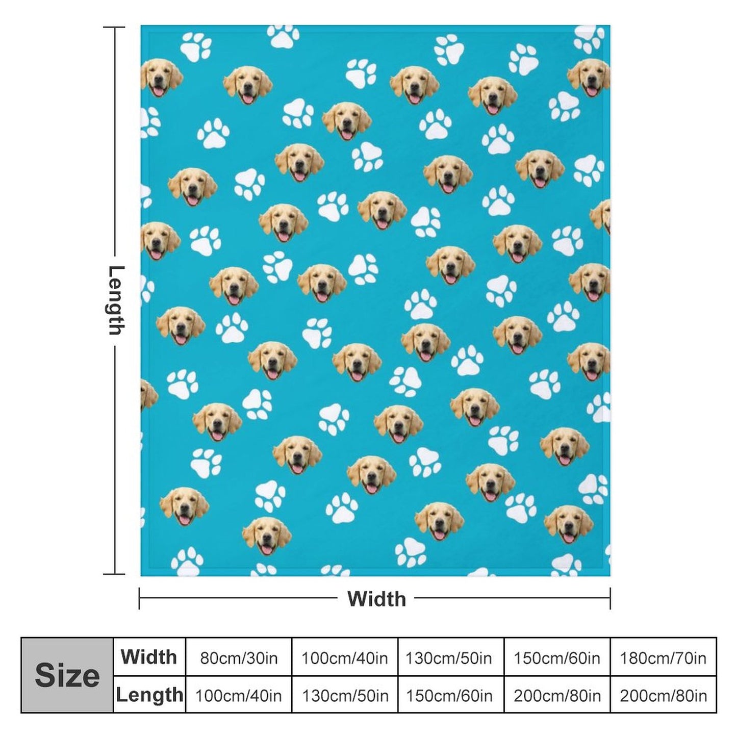 Custom Pet Face Fleece Blanket