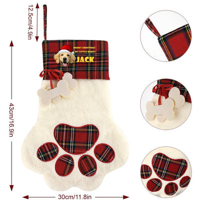 Personalized Pet Face and Name Paw Christmas Stockings-WEPRINTME-4