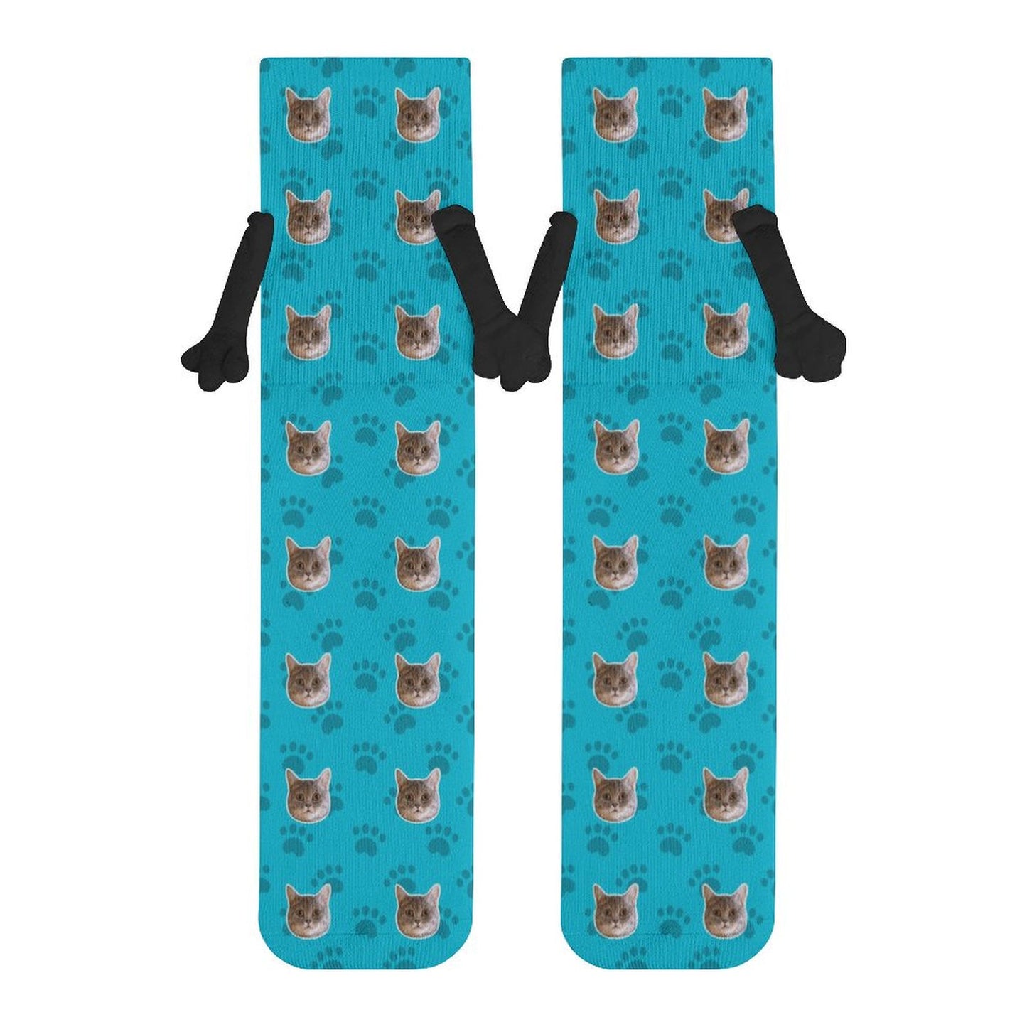 Custom Pet Face Holding Hands Socks