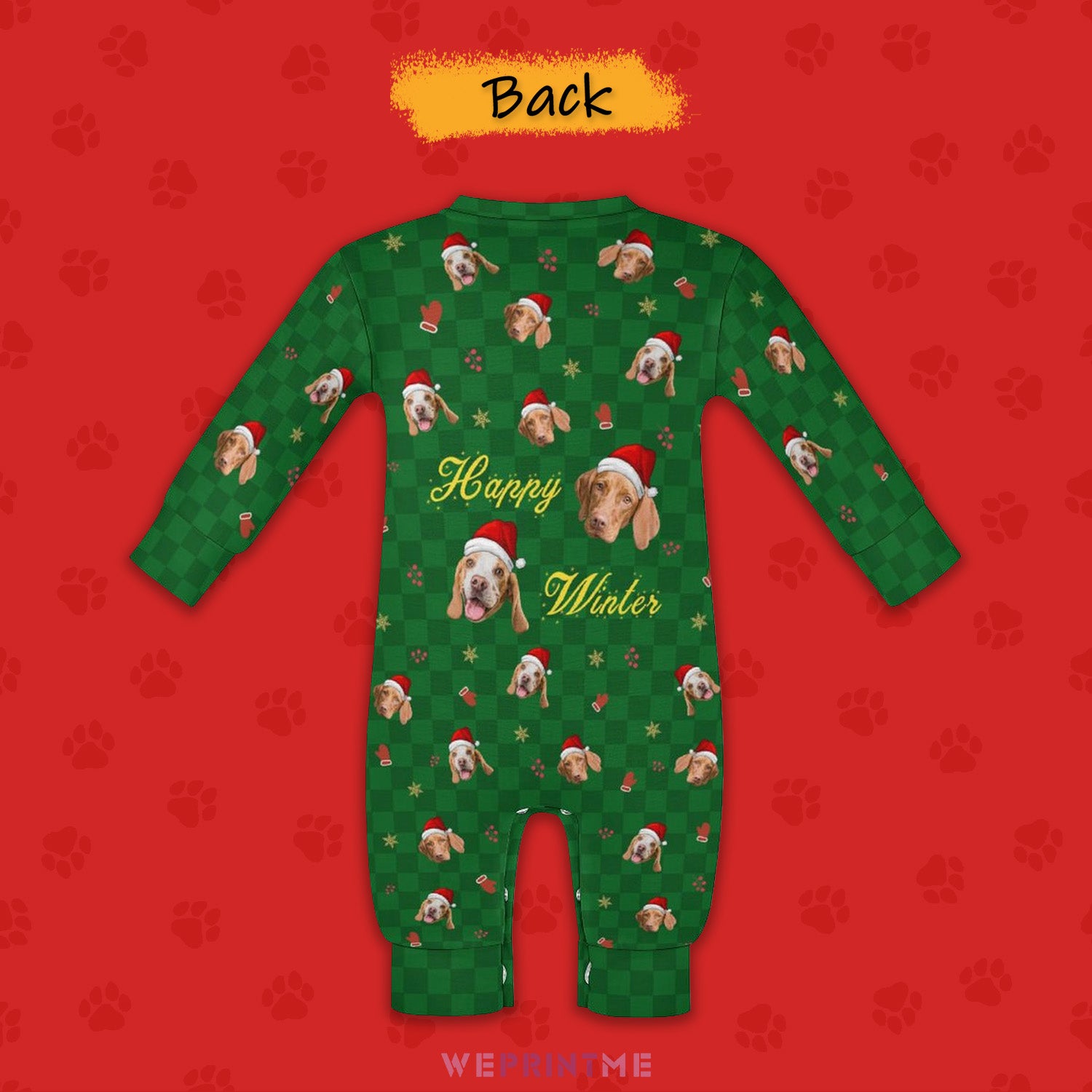 Custom Pet Face Happy Winter Baby Onesie-Back-WEPRINTME