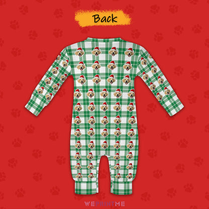 Custom Pet Face Plaid Pet Baby Onesie-4 Back-WEPRINTME