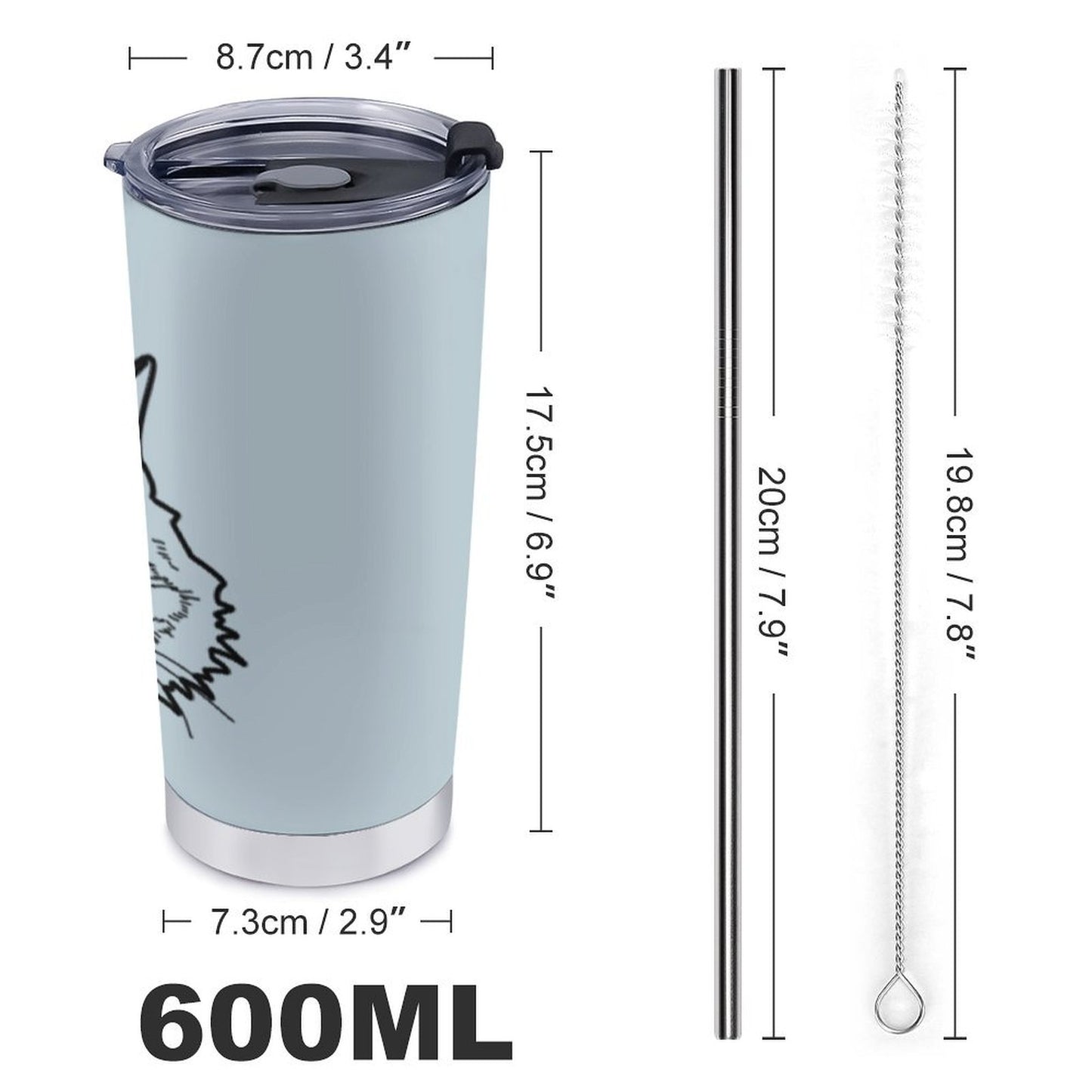 Custom Pet Face and Name Handdraw Face Travel Mug