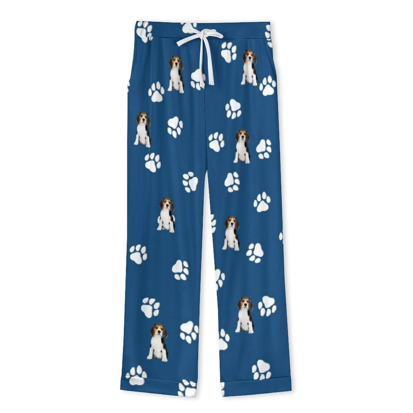 Custom Pet Face Pet Paws Men's Cotton Long Pajama Set