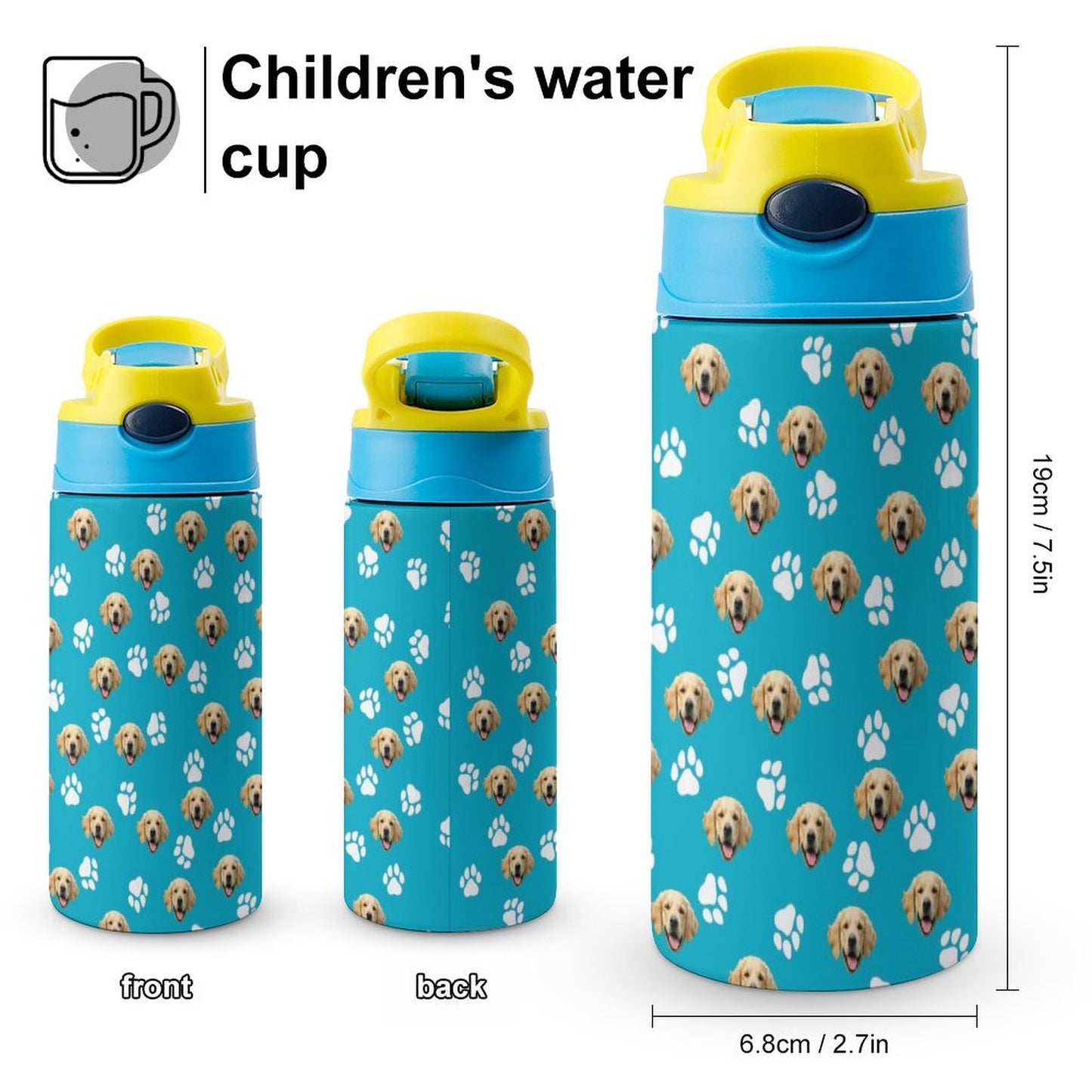 Custom Pet Face Children's Water Cup