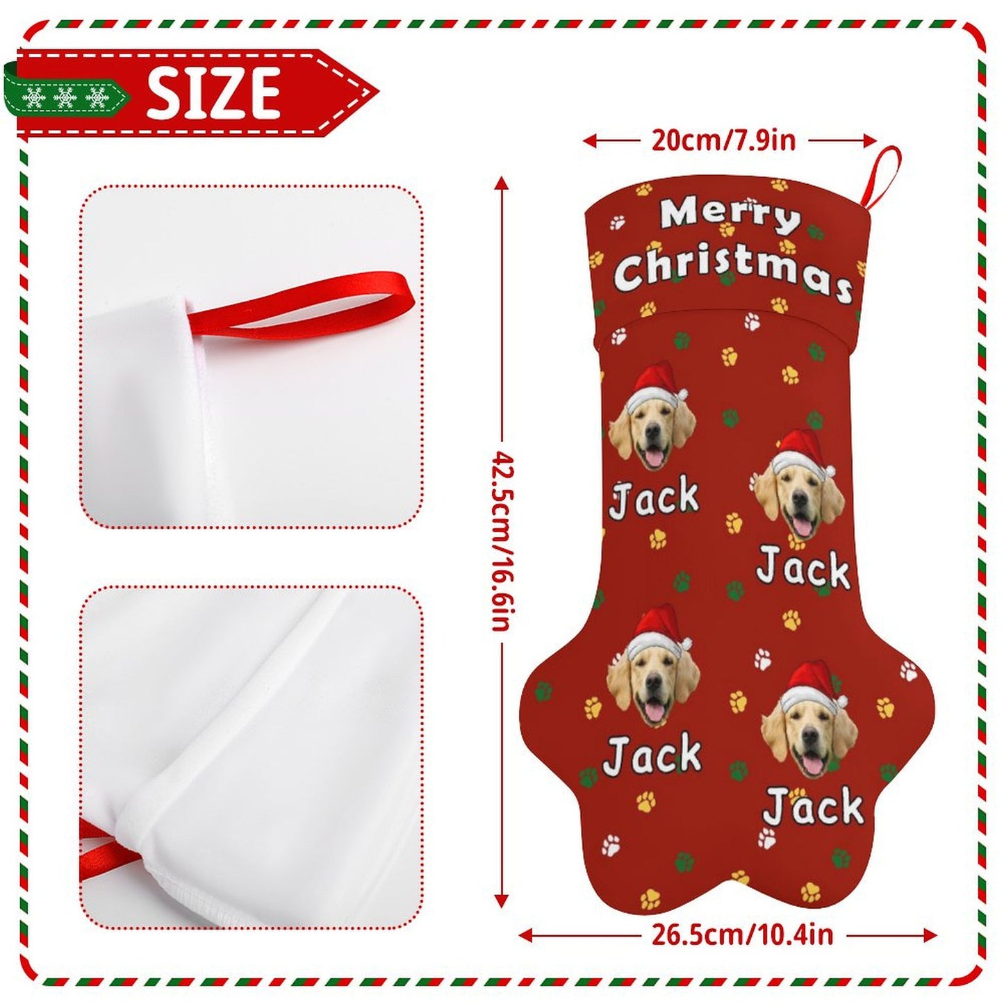 Personalized Pet Face and Name Merry Christmas Stockings-WEPRINTME-4