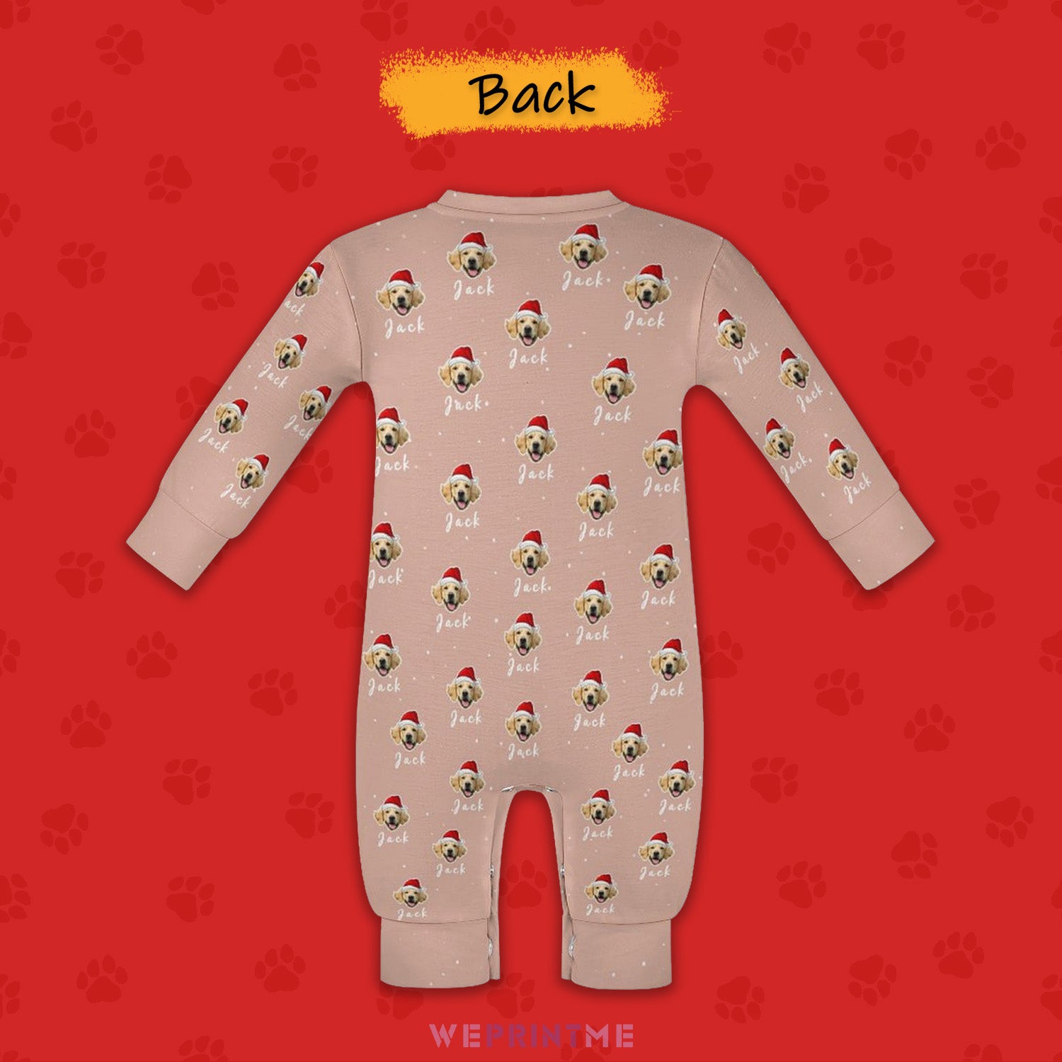 Custom Pet Face and Name Christmas Baby Onesie-5 Back-WEPRINTME