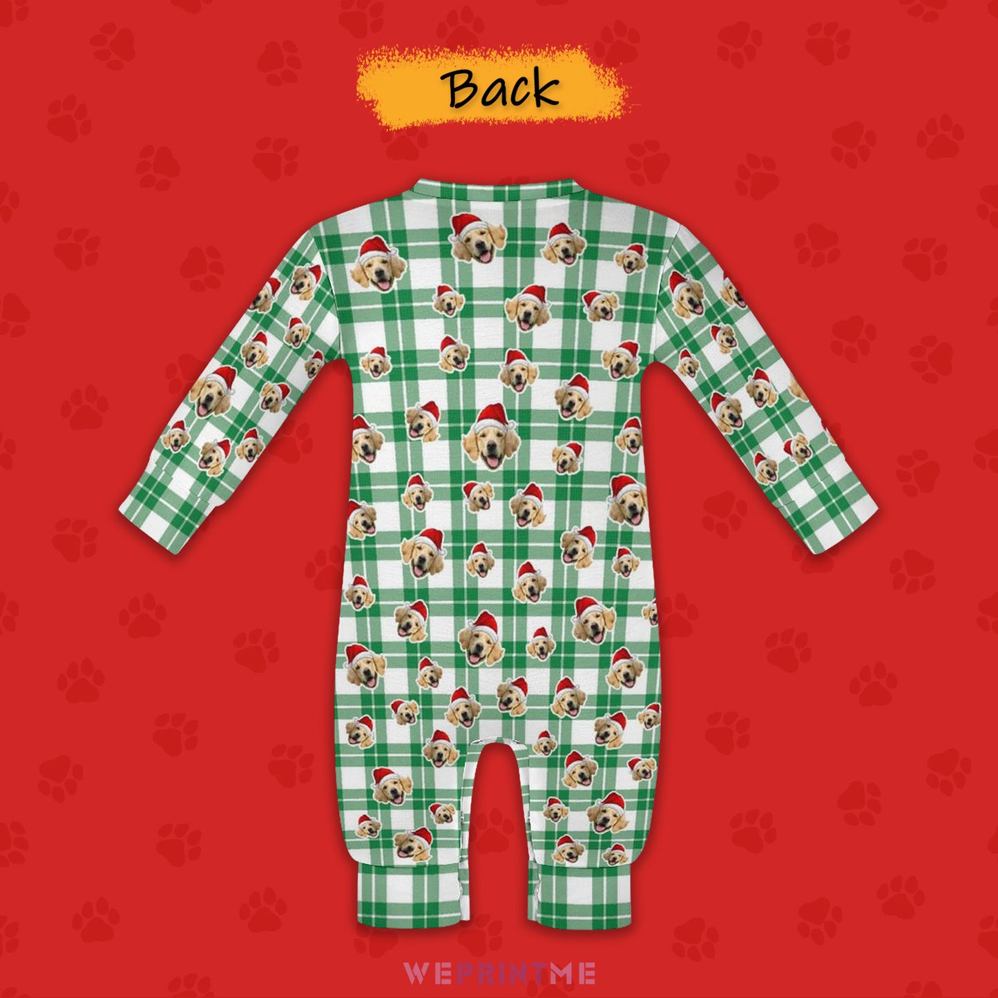 Custom Pet Face Plaid Pet Baby Onesie-2 Back-WEPRINTME