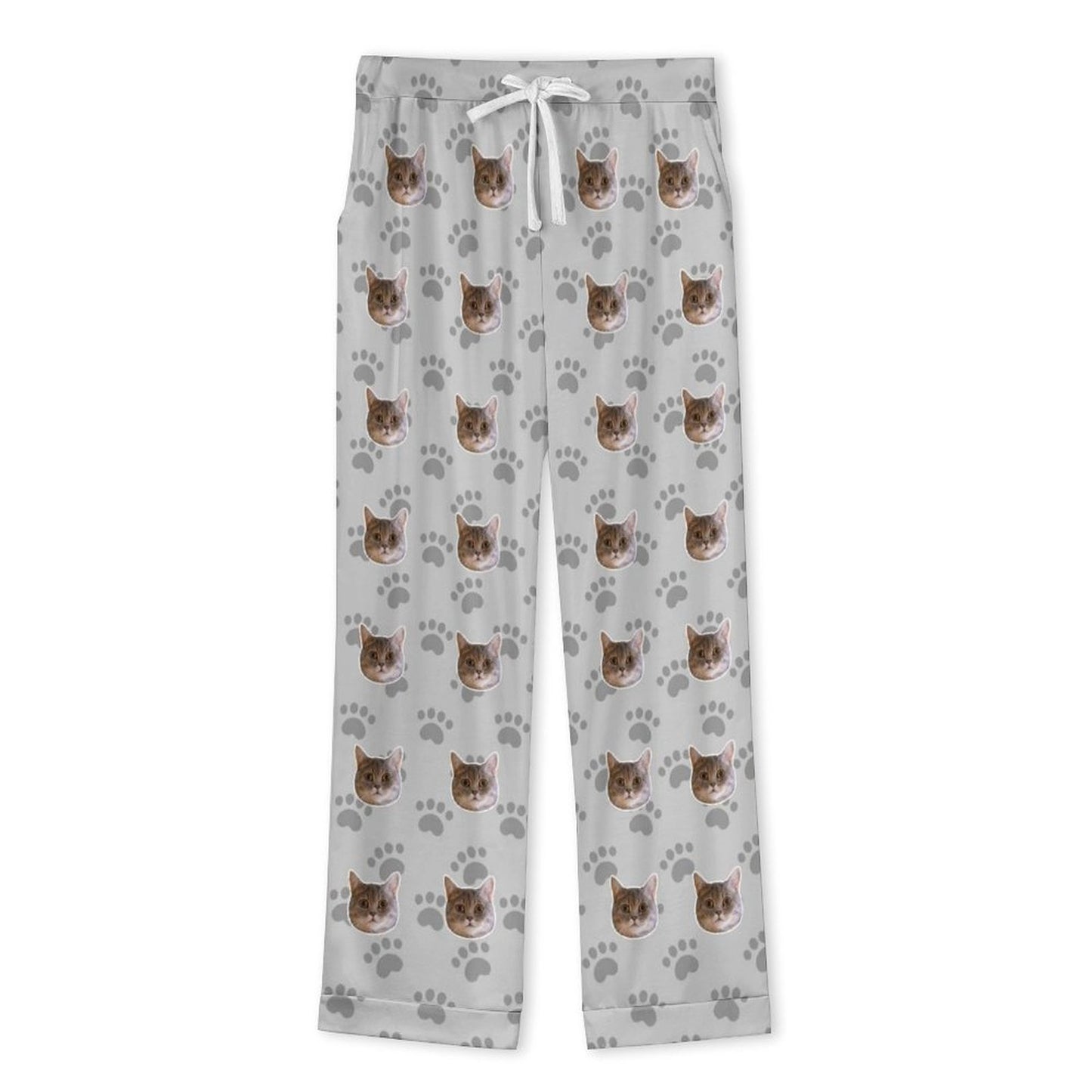 Custom Pet Face Men's Cotton Long Pajama Set