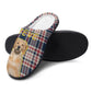 Custom Pet Face and Name Plaid Cotton Slippers