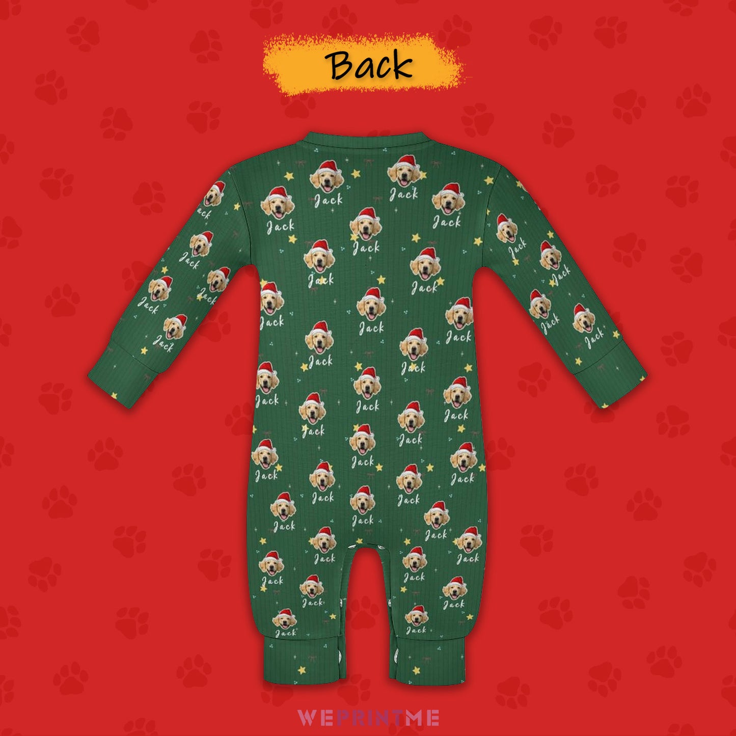 Custom Pet Face and Name Christmas Baby Onesie-1 Back-WEPRINTME