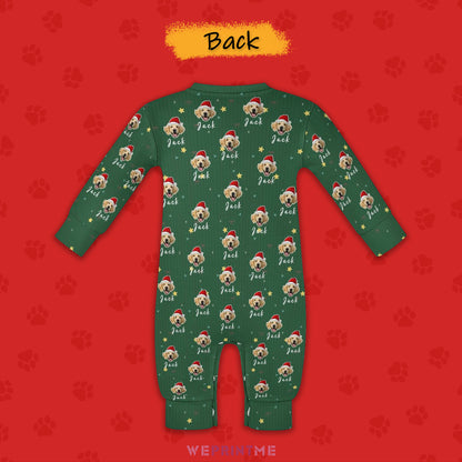 Custom Pet Face and Name Christmas Baby Onesie-1 Back-WEPRINTME