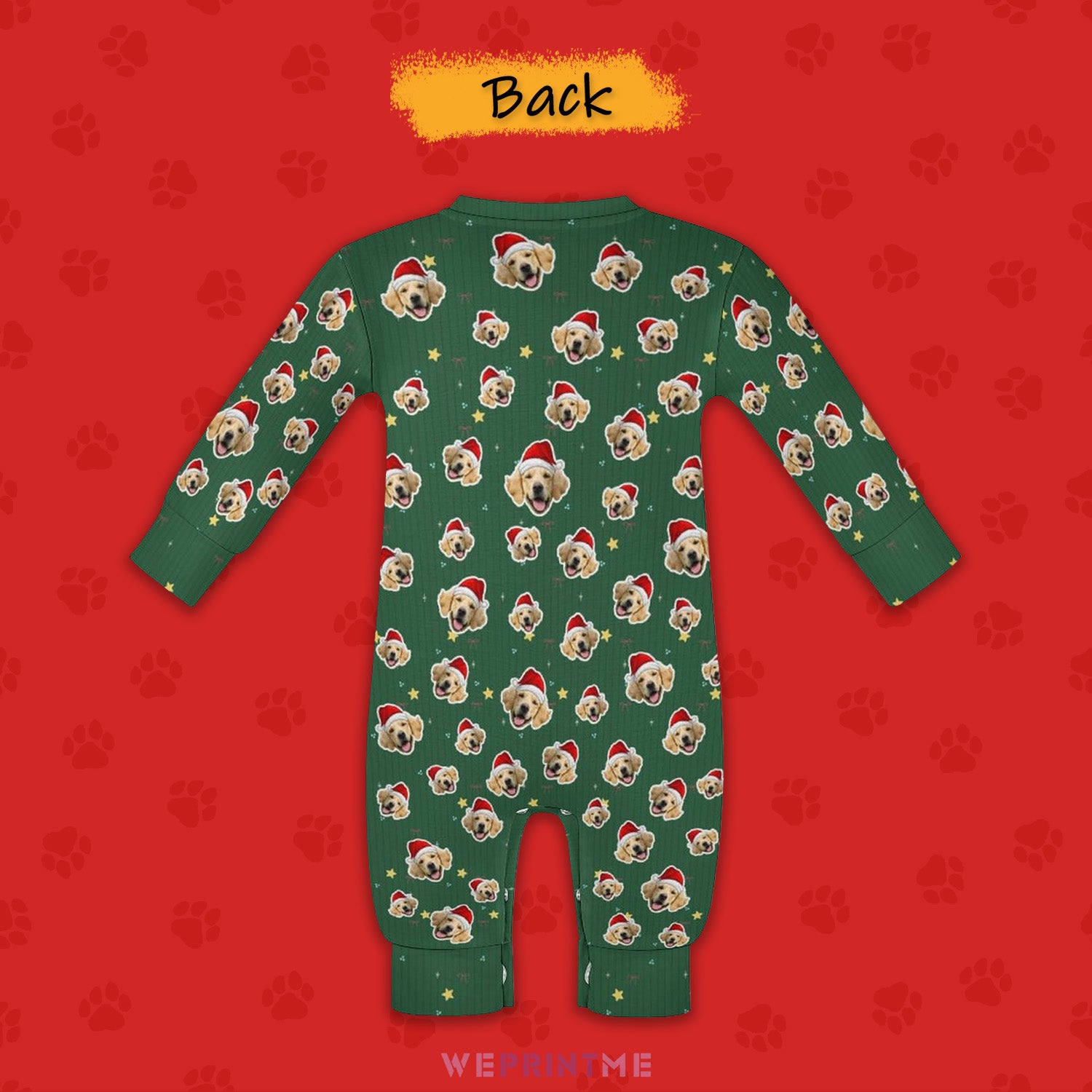 Custom Pet Face Everywhere Santa Pet Baby Onesie-1 Back-WEPRINTME