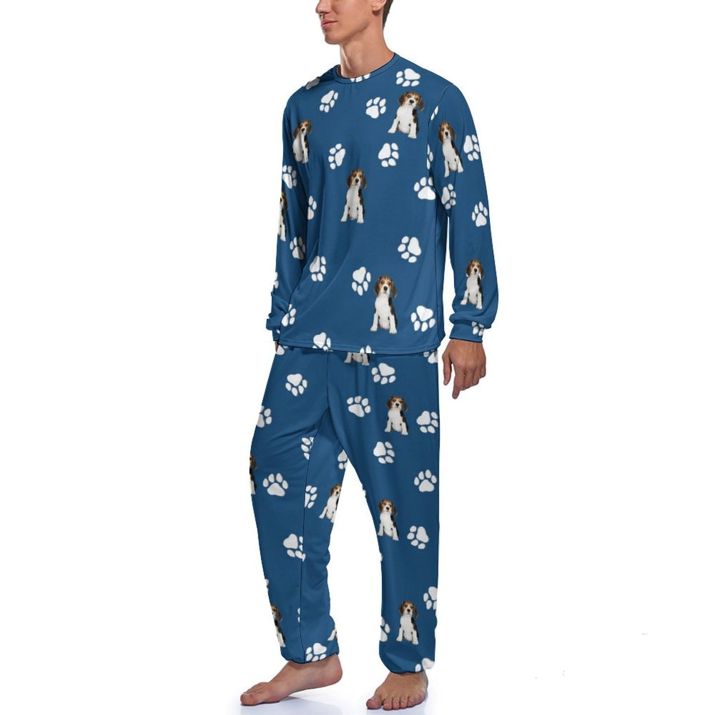 Custom Pet Face Pet Paws Men's Long Pajama Set