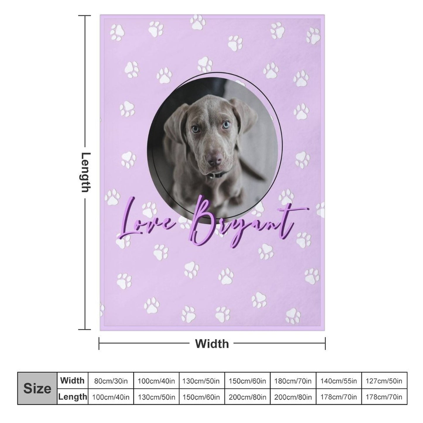 Custom Pet Photo and Name Fleece Blanket