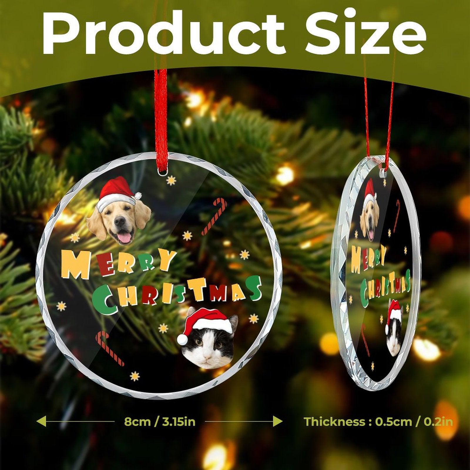 Personalized Pet Face Christmas Glass Circular Pendant-WEPRINTME-7