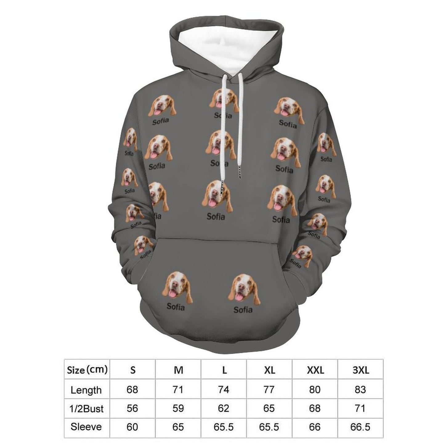 Custom Pet Face and Name Men's Hoodie