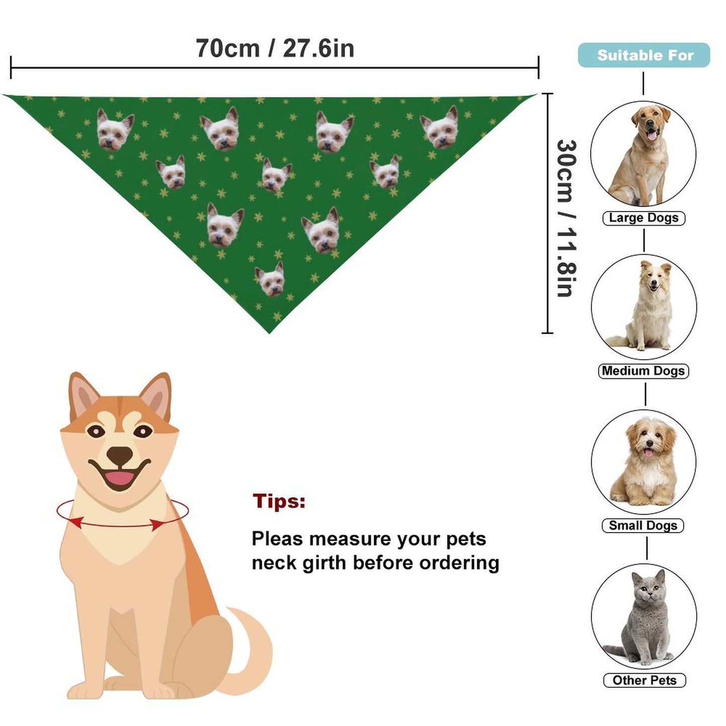 Custom Pet Scarf Christmas Pet Face Bandana-WEPRINTME-12