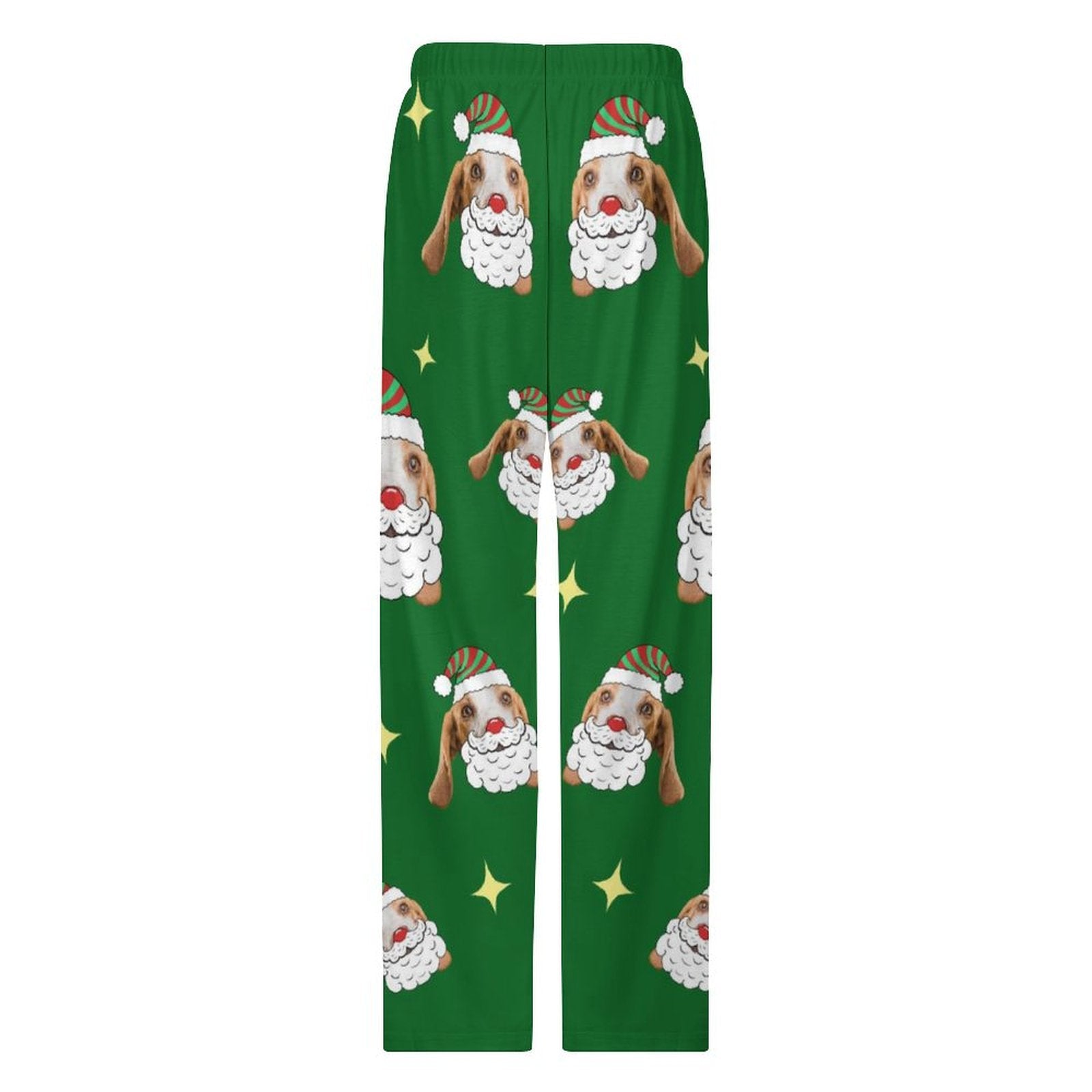 Custom Pet Face Santa Dog Pajama Pants-Back-WEPRINTME