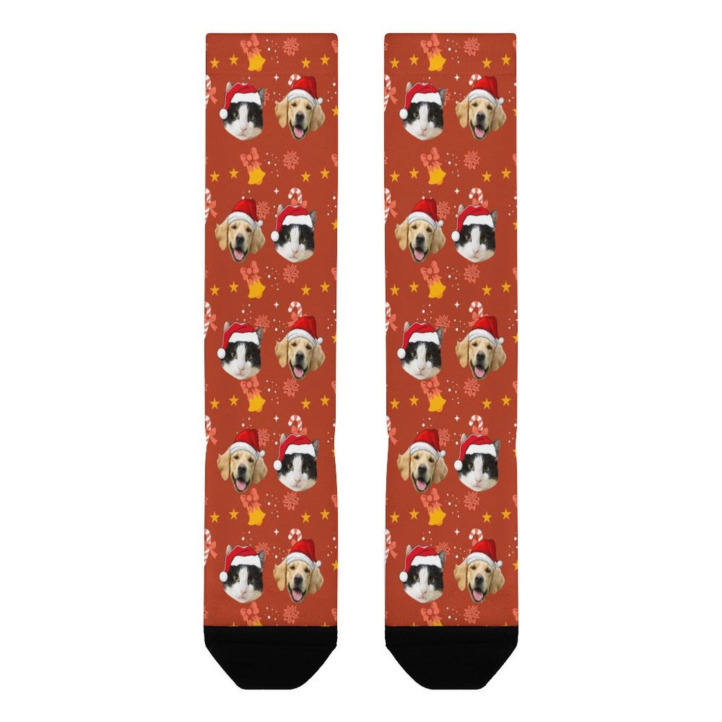 Custom Pet Face Bell Christmas Socks-WEPRINTME-5