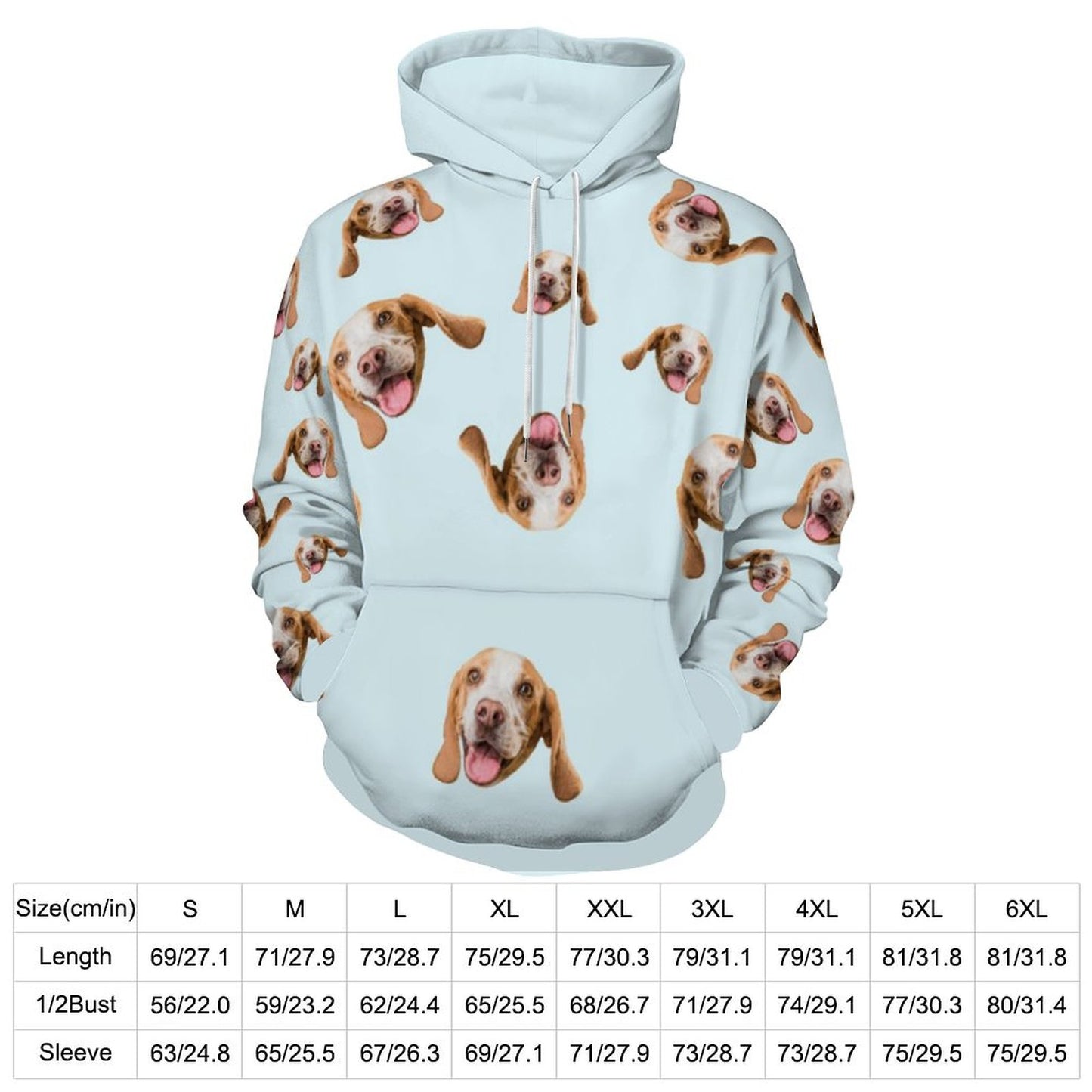 Custom Pet Face Everywhere Unisex Hoodie