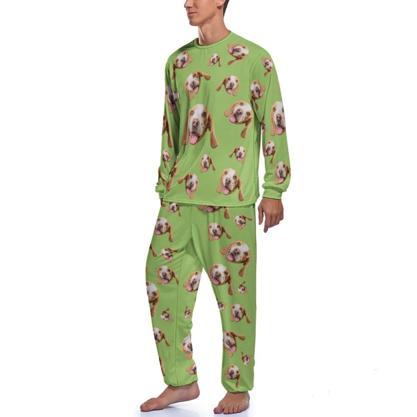 Custom Pet Face Pet Everywhere Men's Long Pajama Set