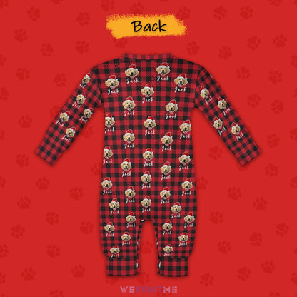 Custom Pet Face and Name Christmas Baby Onesie-3 Back-WEPRINTME