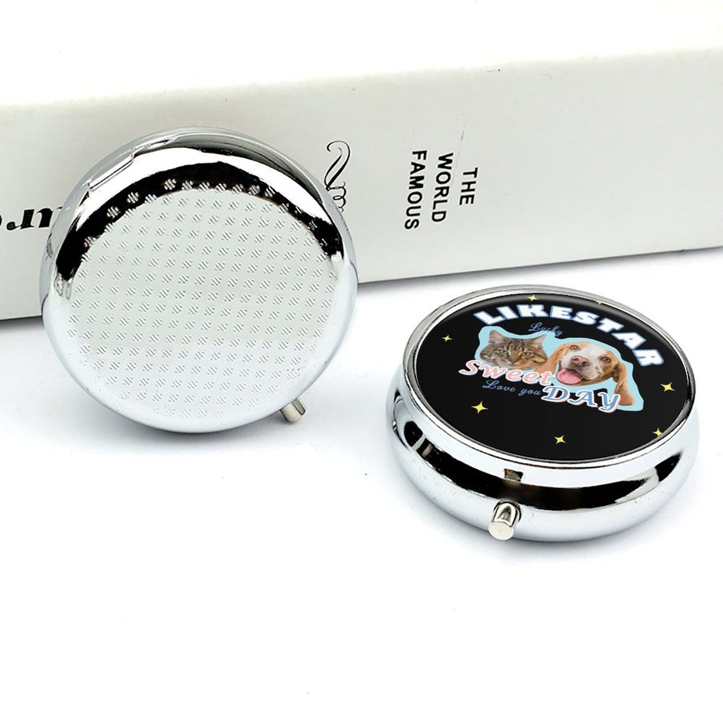 Custom Pet Face Like Star Round Pill Box