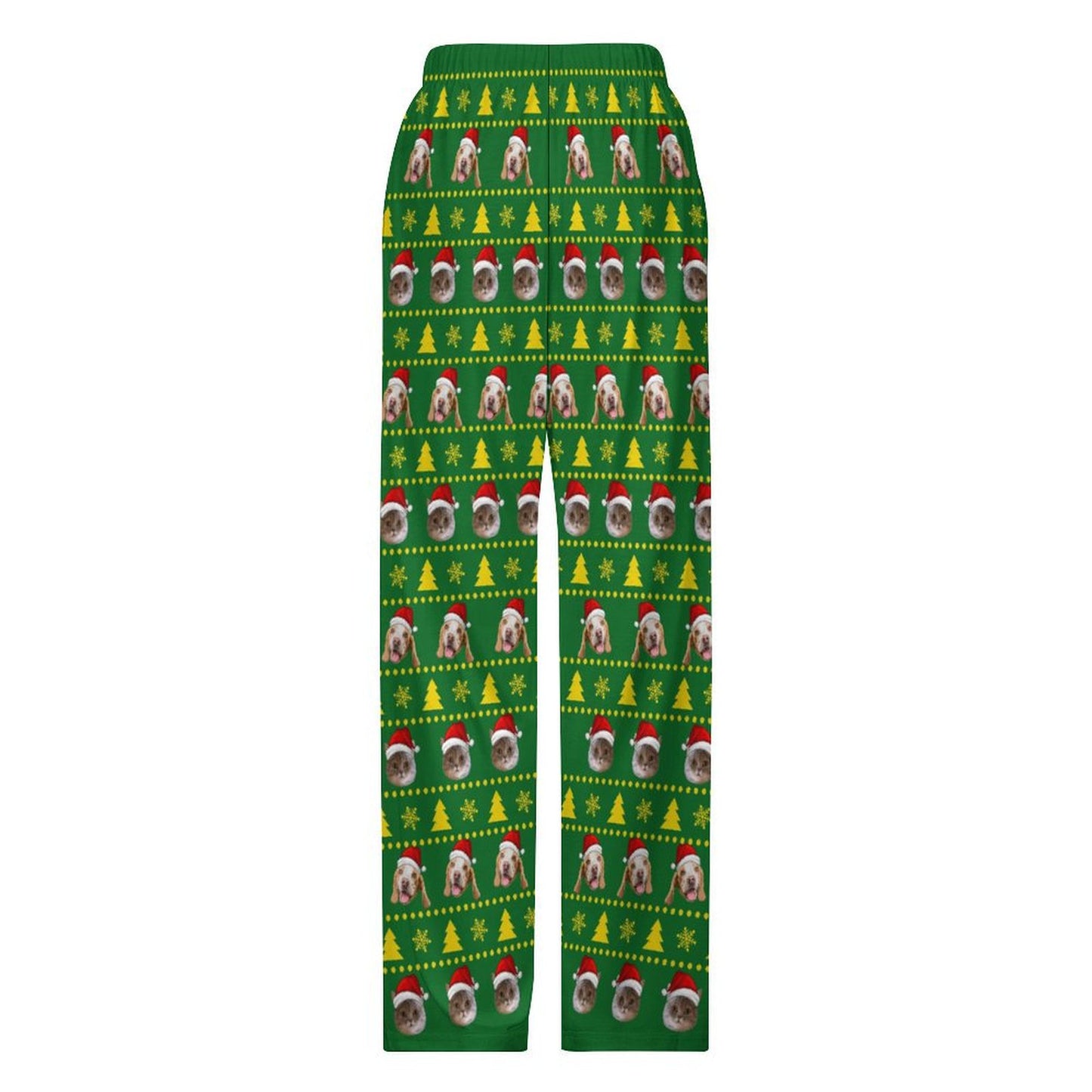 Custom Pet Face Trees Santa Pants for Kids-Back-WEPRINTME