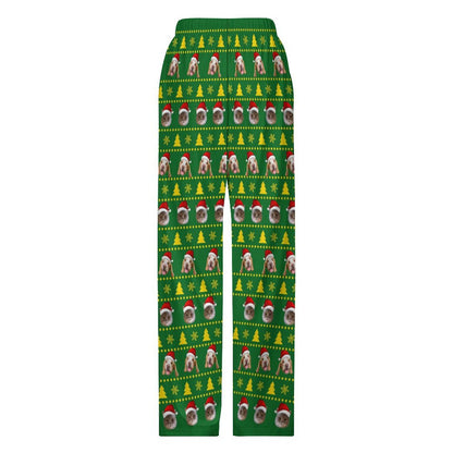 Custom Pet Face Trees Santa Pants for Kids-Back-WEPRINTME