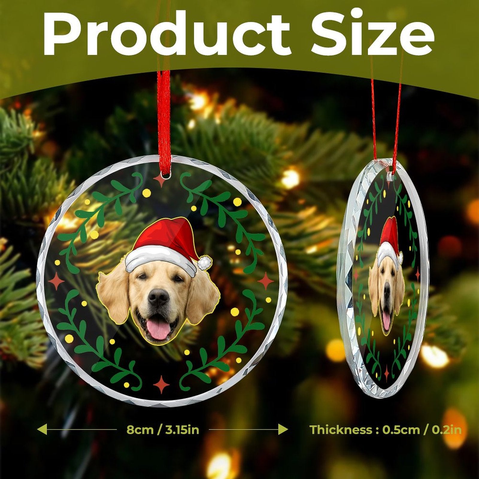 Personalized Pet Face Christmas Glass Circular Pendant-WEPRINTME-3