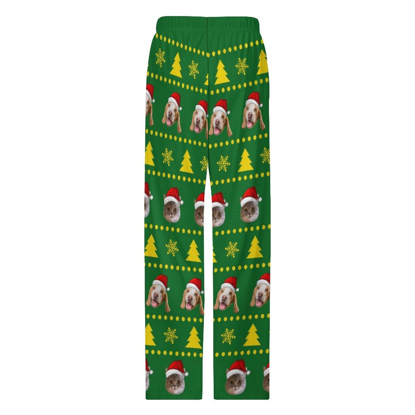 Custom Pet Face Stars and Trees Pajama Pants-Back-WEPRINTME