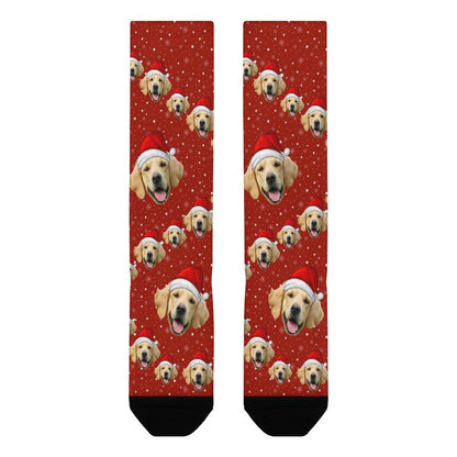 Custom Pet Face Snow Christmas Socks-WEPRINTME-5