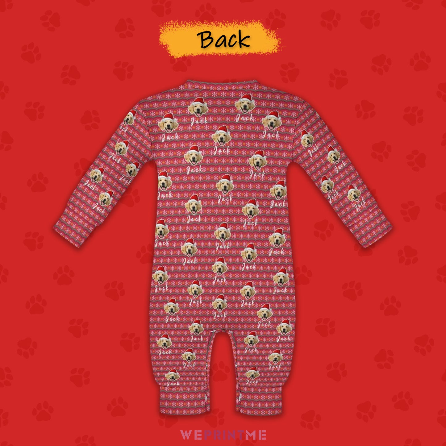 Custom Pet Face and Name Christmas Baby Onesie-2 Back-WEPRINTME